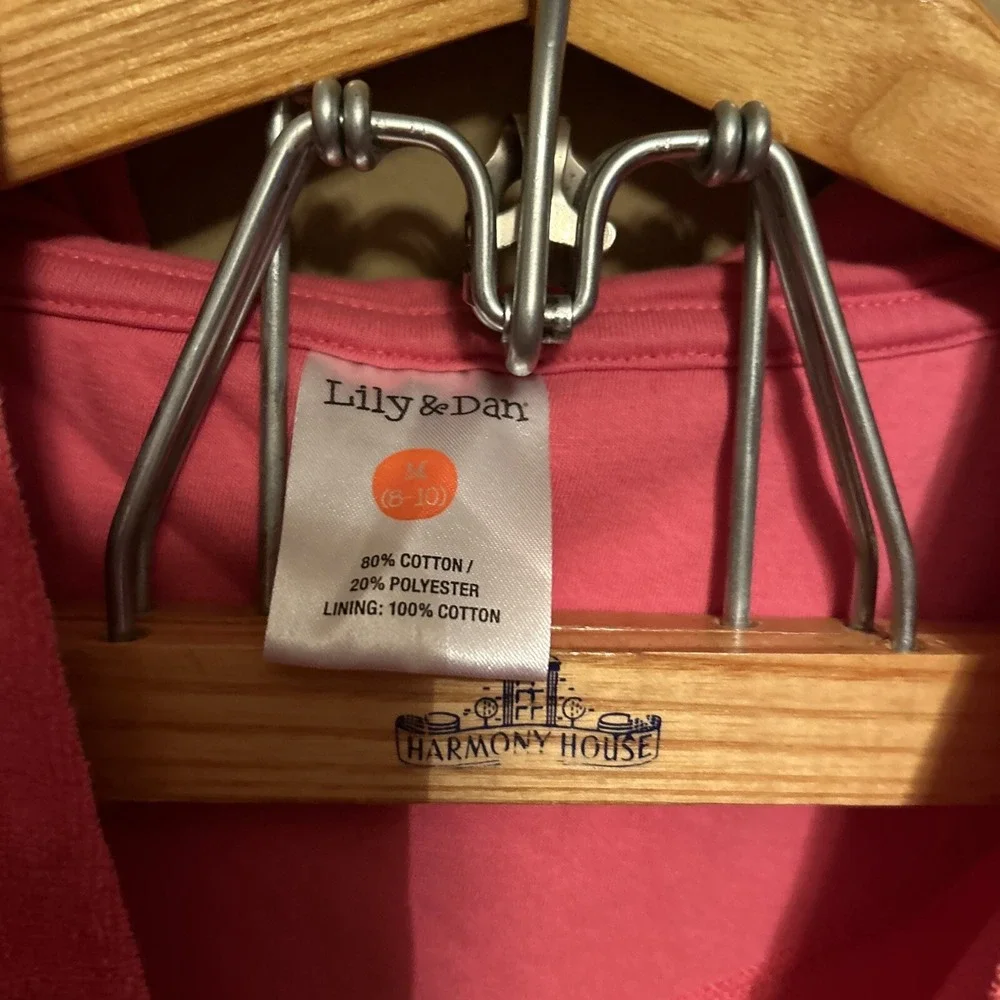 Lily & Dan Kids Size M 8/10 Pink‎ Hooded Striped Terrycloth Swim Coverup Dress